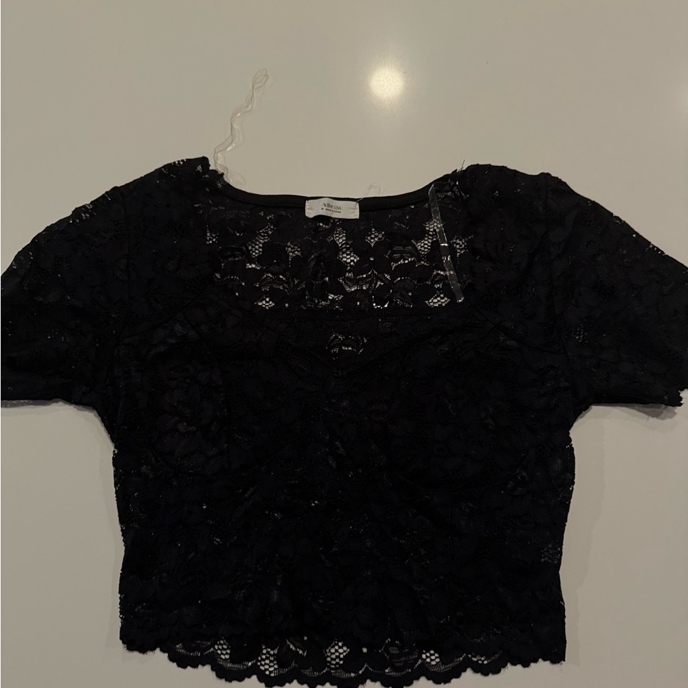 Elegant Black Lace Crop Top